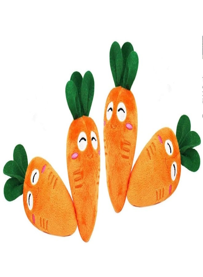Tustao 4 Pcs Soft Dog Toys Cute Carrot Plush Chew Squeaker Plush Dog and Cat Toys with Multi-Squeaks Sound Pet Puppy Supplies Funny Squeak - Image 1